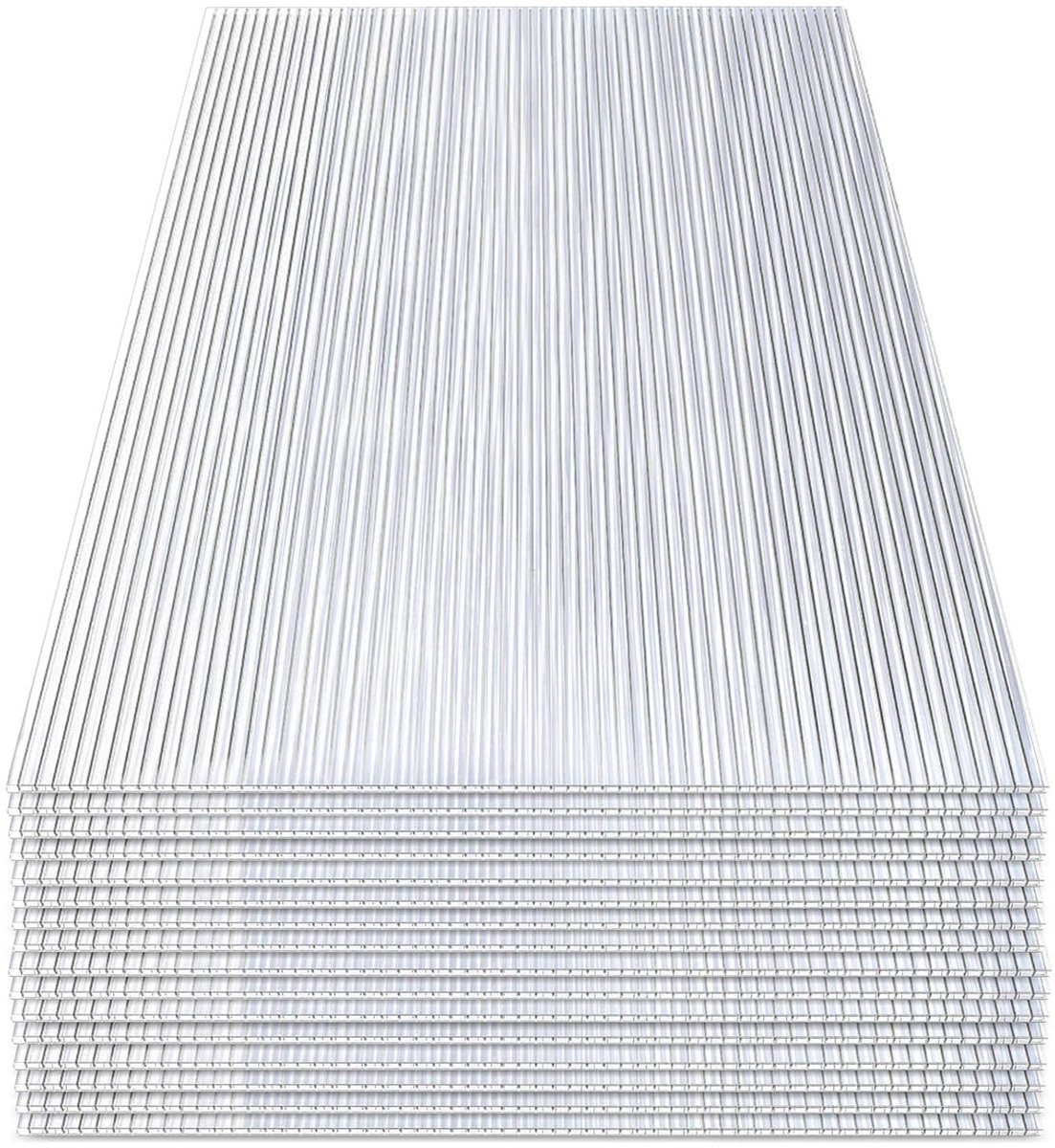14 x polycarbonaat holle kamerplaten, 4 mm, dubbelwandige plaat, polycarbonaat, 60,5 x 121 cm, 10,25 m², broeiplaat, uv-bestendig, voor broeikas, tuin, broeikas, reserveplaten