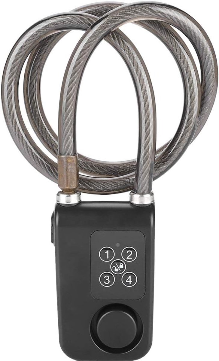 Fietsslot Alarm, 110dB Anti-Diefstal Fiets Kettingslot met Trillings Bewegingssensor Smart Waterdicht Kabel Sloten Fietsslot Met Alarmsysteem voor Fietsen Motorfiets