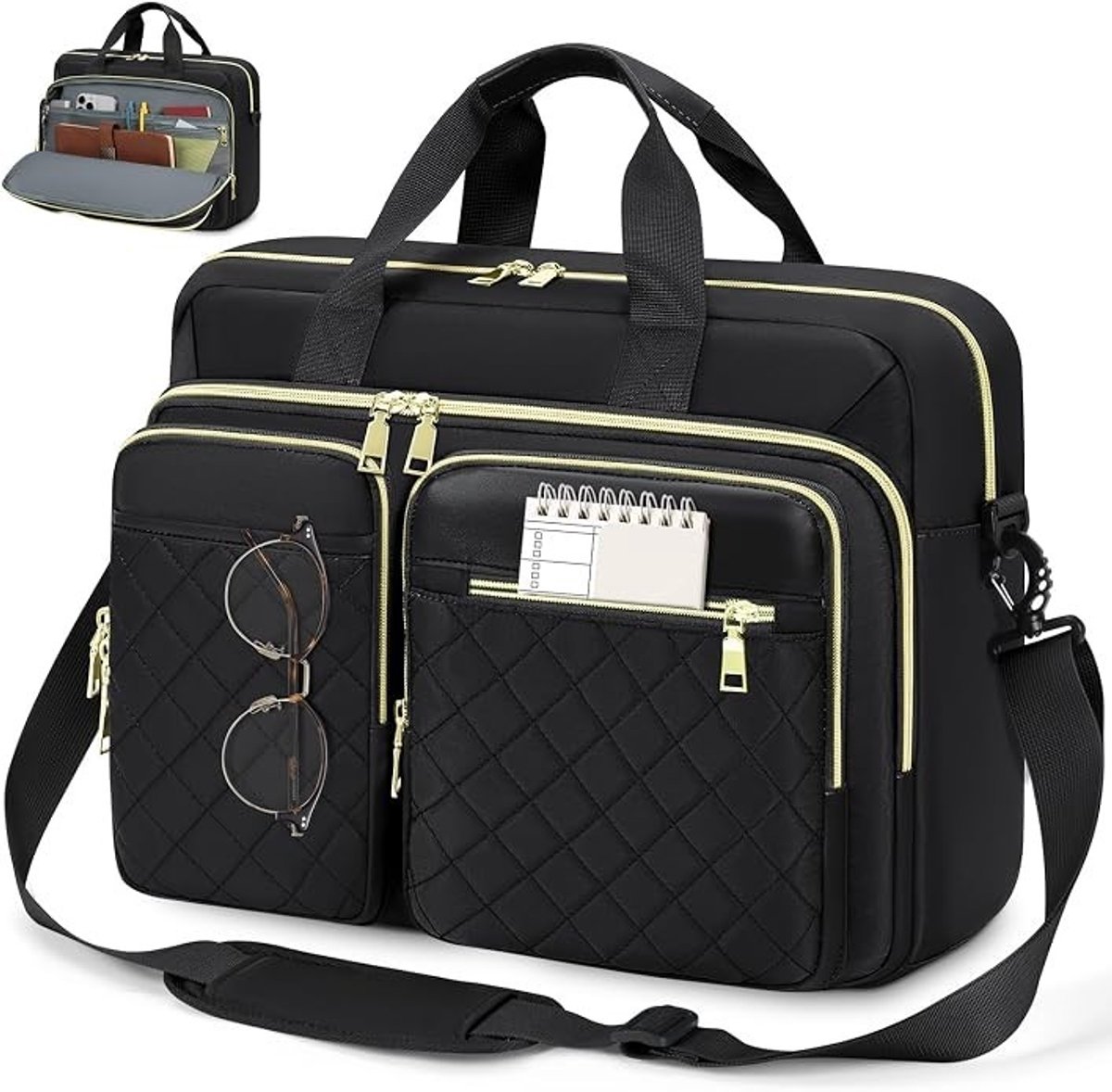 PolkaHome Laptoptas voor dames, aktetas, computertas, 15,6 inch