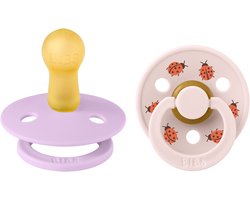 BiBs Studio Colour Fopspeen - Rond - 2 Stuks - 6-18 Mnd - Ladybug Violet Sky Mix