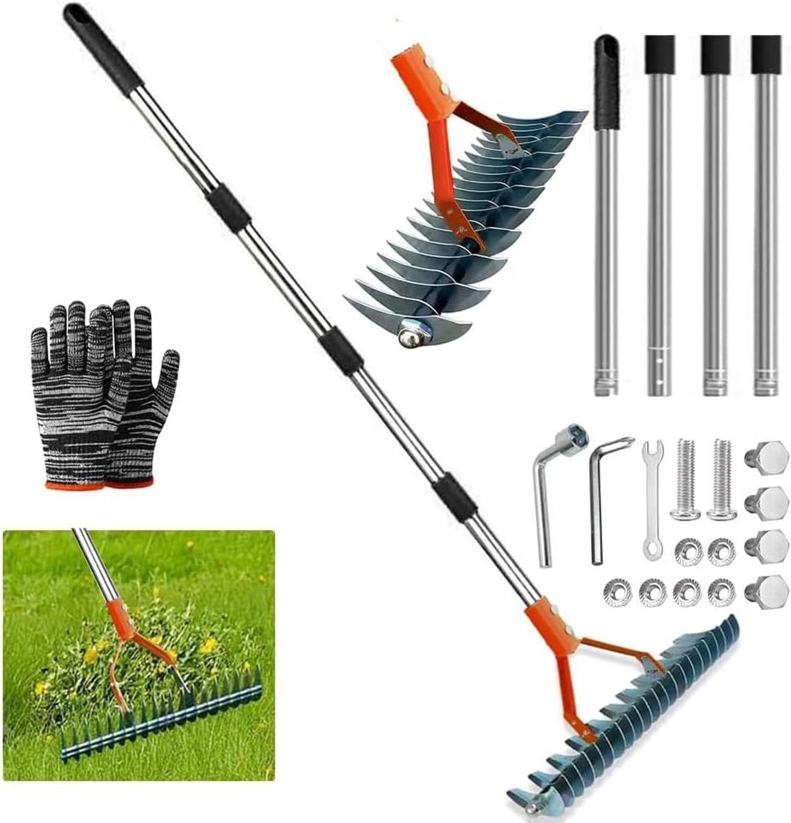 Handverticuteerder - Gazonhark - Gazononderhoud - Dubbelzijdig - 25 cm kop - Zwart