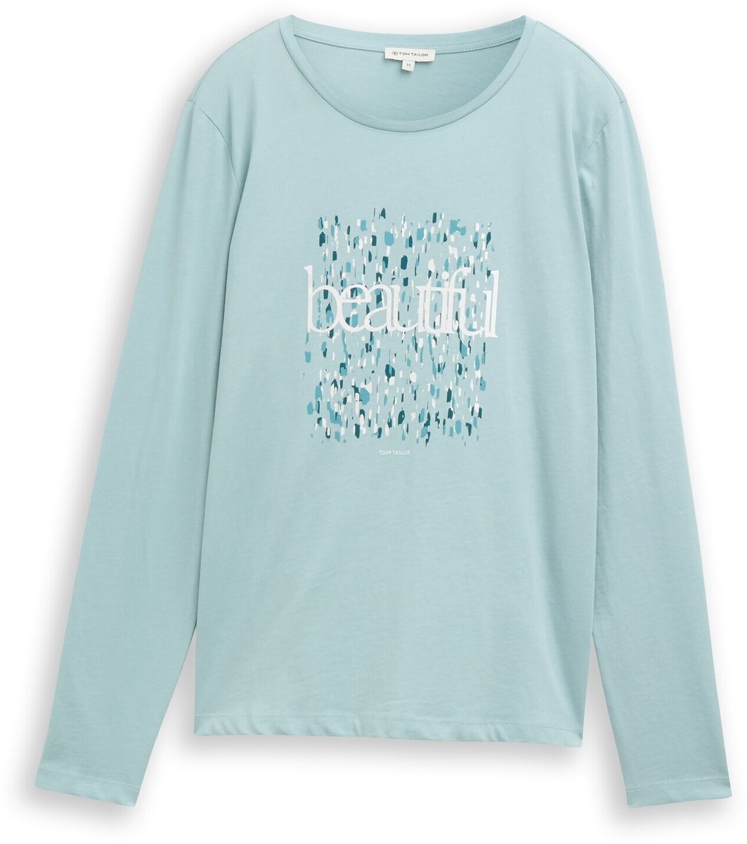 Tom Tailor - Shirt met lange mouwen en print - Maat S - white moss