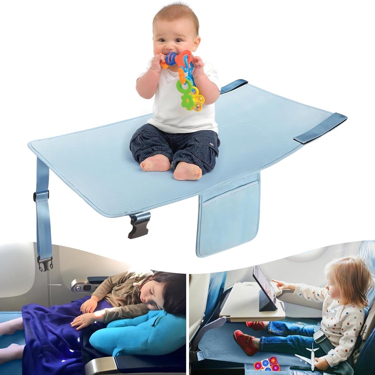 Vliegtuig Bed - Kinder Stoel - Reizen Met Peuters - Speciaal Ontworpen - Compact Formaat - Donkerblauw