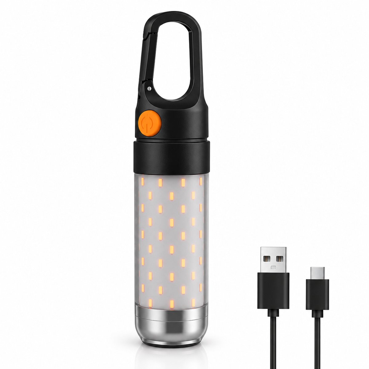 Tolvia Campinglamp Oplaadbaar - LED Zaklamp & Camping Lantaarn - 5 Lichtstanden - SOS Noodlamp - Draagbaar met Ophanghaak - Voor Kamperen, Wandelen & Vissen - Zwart