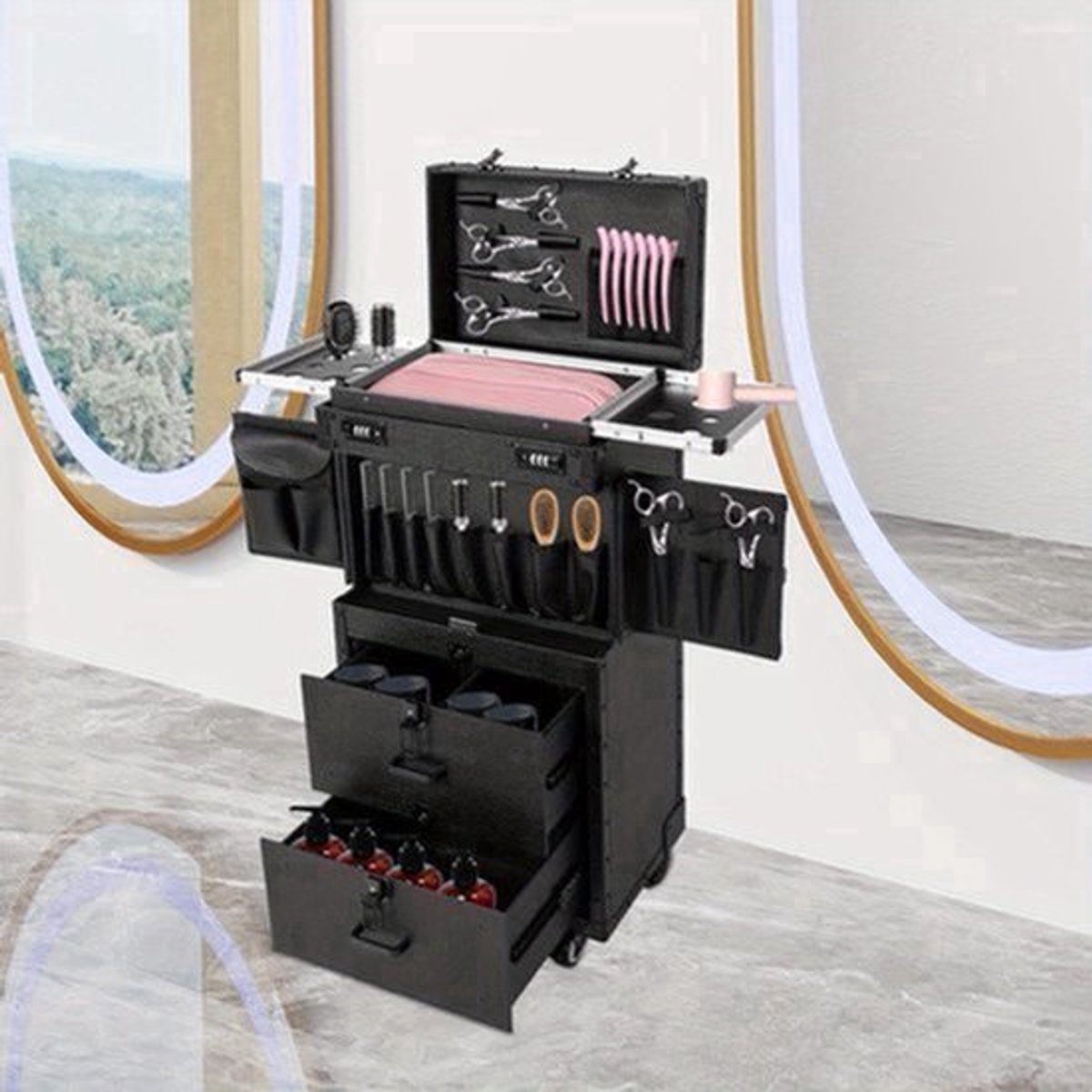 Opbergkast Haarstyling – Haaraccessoires Organizer – Verzorgingsproducten Opbergbox – Sieradenkast – Scheergerei Opbergrek – Compact Formaat – Duurzaam Kunststof