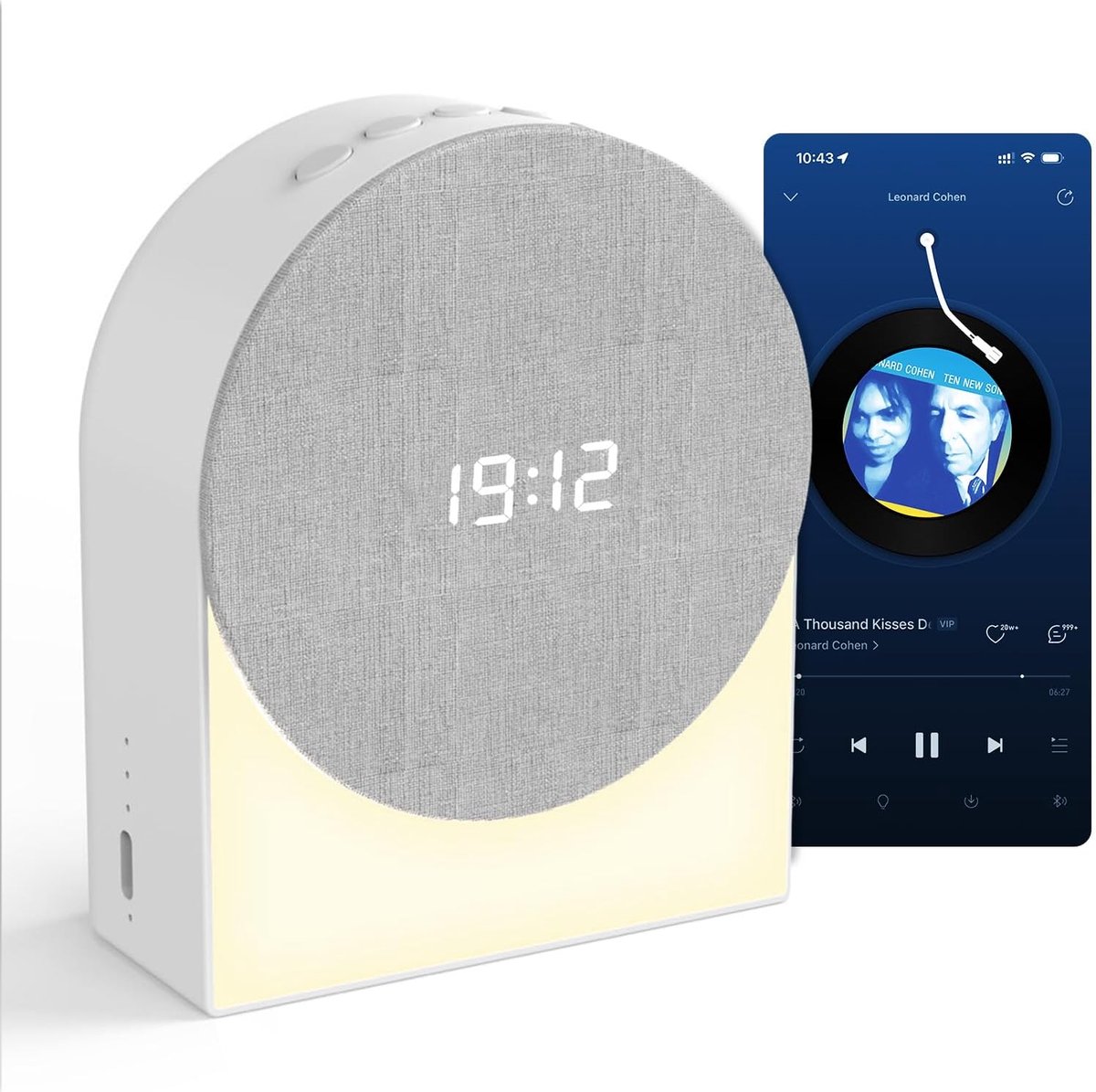 KZQ White noise machine met Bluetooth - 4-in-1 wekker met nachtlampje, draagbaar - Voor slaapkamer, reizen, baby, volwassenen