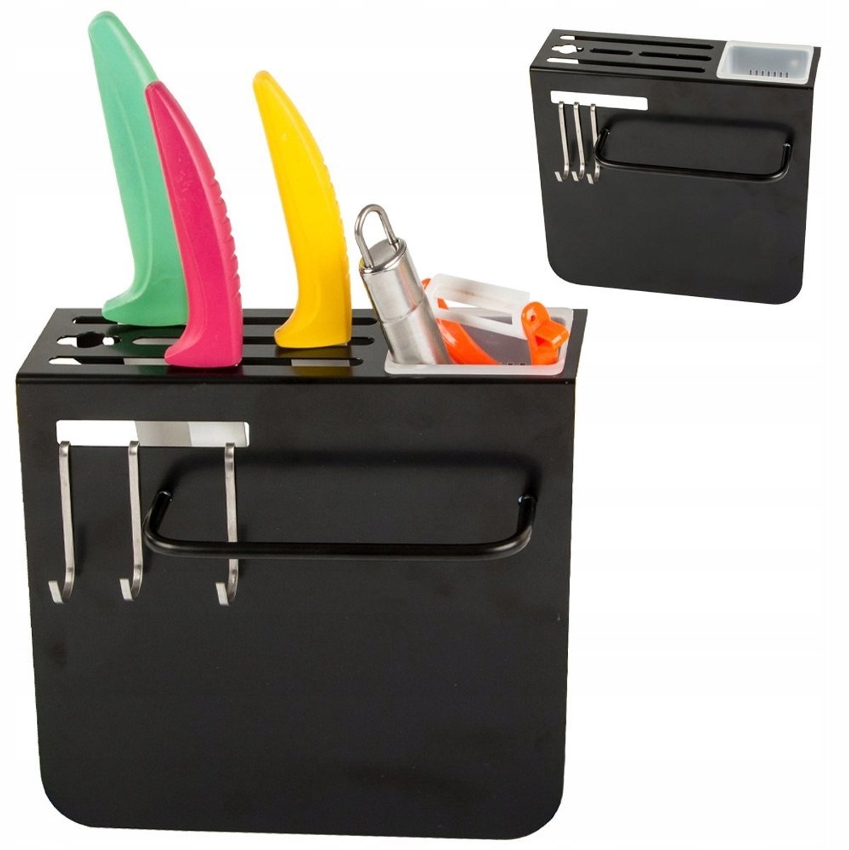Zwarte Messenhouder Keukenorganizer - Wandmontage RVS