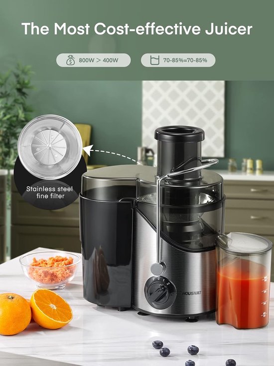 Sapcentrifuge - Fruitpers - Gezonde sappen maken - 3 snelheden - 450 ml - Zilver — afbeelding 4