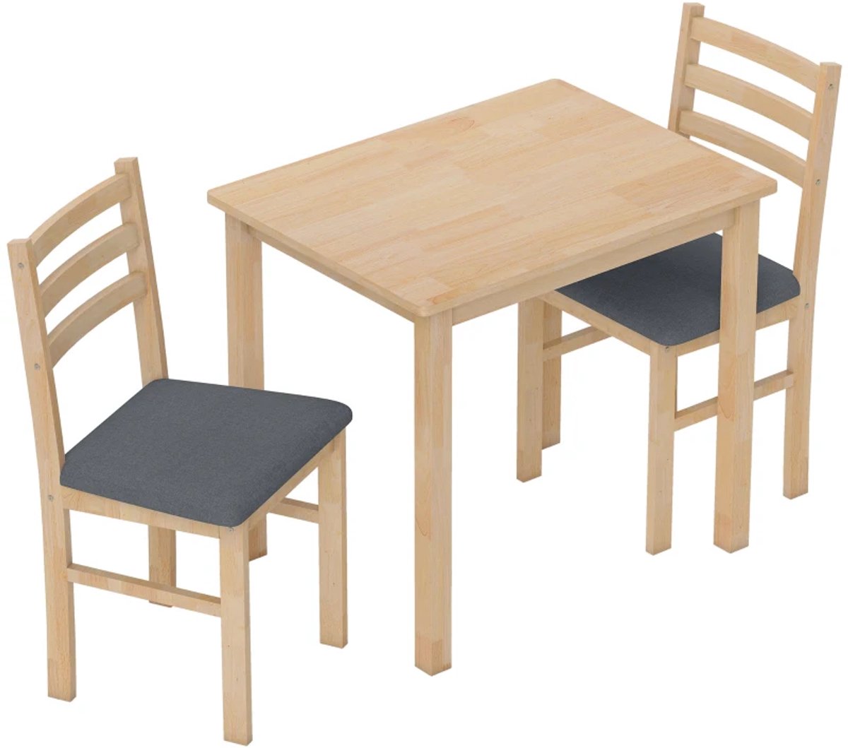 Eethoek - 3-delige Eettafelset Met 2 Stoelen - Keukentafel Voor Compacte Ruimtes - Gestoffeerde Stoelen - Ruimtebesparend - MDF - Natuurlijk Hout