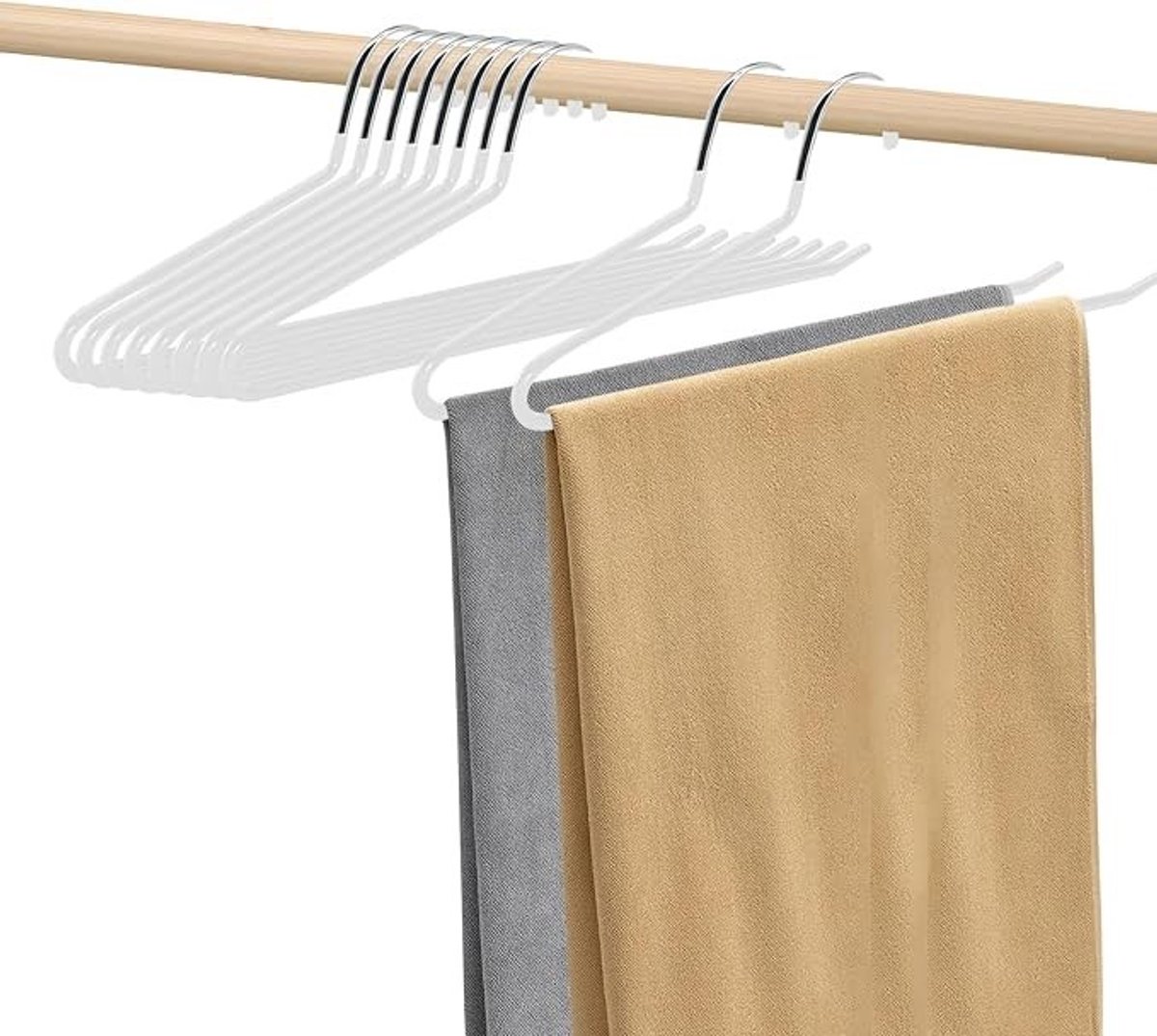 PolkaHome Broekhangers 10 stuks - Ruimtebesparende kledinghangers met antislip coating - Multifunctioneel voor broeken, rokken en handdoeken