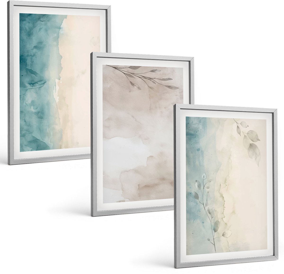 Coloray 3-Delige Schilderij Set - Subtiele Aquarelverftextuur - 40 x 60 cm - Muurdecoratie - Wanddecoratie - Hal