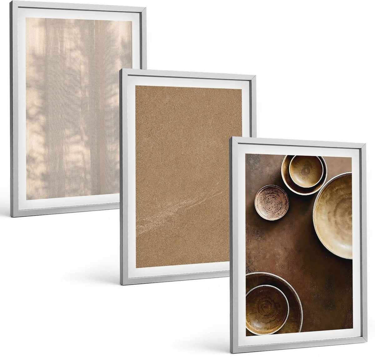 Coloray 3-Delige Schilderij Set - Structuren En Texturen In Een Minimalistische Stijl - 40 x 60 cm - Wanddecoratie - Schilderijen Set - Kantoor - Decoratieve Schilderijen