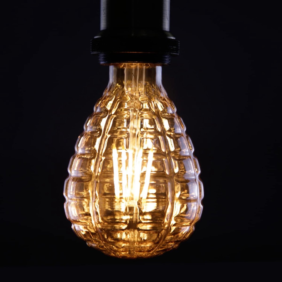 Vintage gloeilamp E27 GBLY 4W Retro Edison gloeilamp gestructureerd ⌀80mm decoratieve warmwit goud antieke lampen in druppelvorm voor nostalgie en retro verlichting in huis Café bar, niet dimbaar