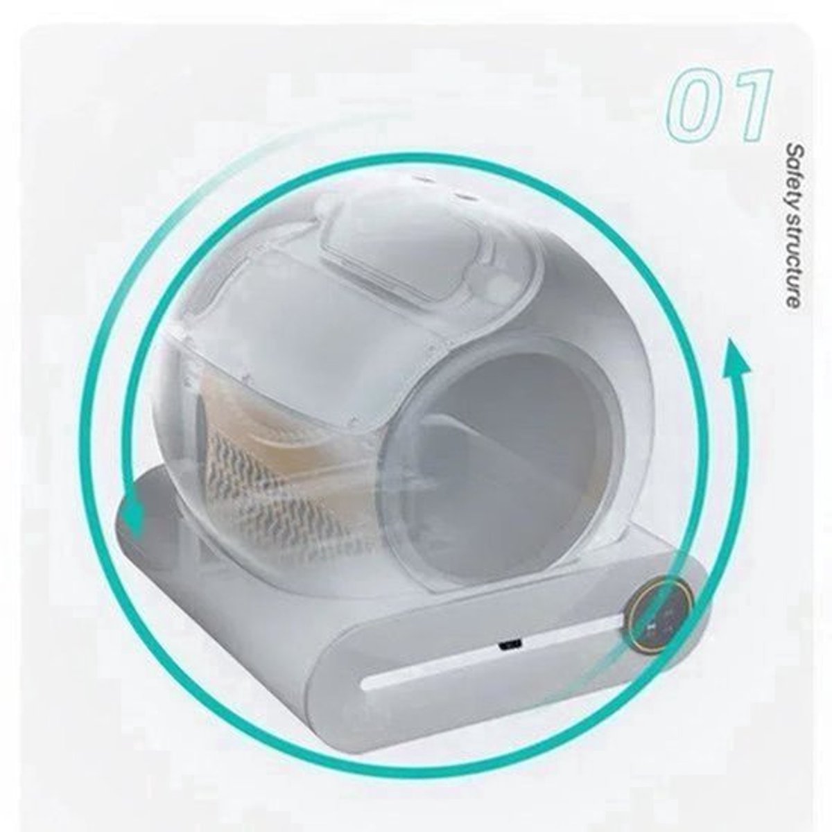 Kattenbak – Automatische Kattenbak – Zelfreinigende Kattenbak – Elektrische Kattenbak – Volledig Gesloten Kattenbak – 65L XXL Inhoud – App Bediening