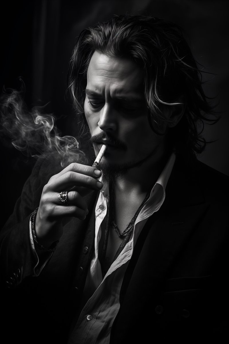 Johnny Depp Poster - Zwart Wit - Noir Effect - Amerikaanse acteur - Film - posters - formaat 70x100cm - Wanddecoratie - L1260WV