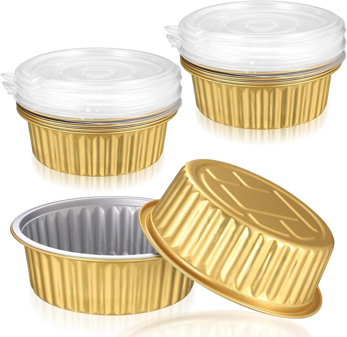 Aluminium Grillschalen - Zilver - 520 ml - Hittebestendige Bakplaten met Deksel - Voor Barbecue en Oven