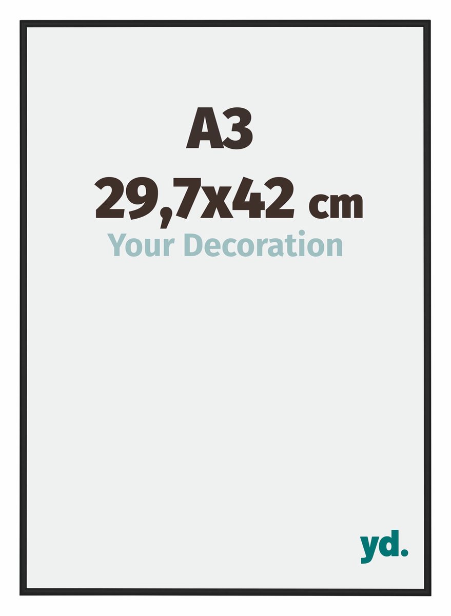 yd. Your Decoration - Fotolijst A3 29,7x42 cm - Aluminium - Zwart Hoogglans - Miami