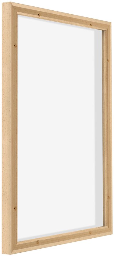 Schuine weergave van een houten baklijst, kleur beukenhout.