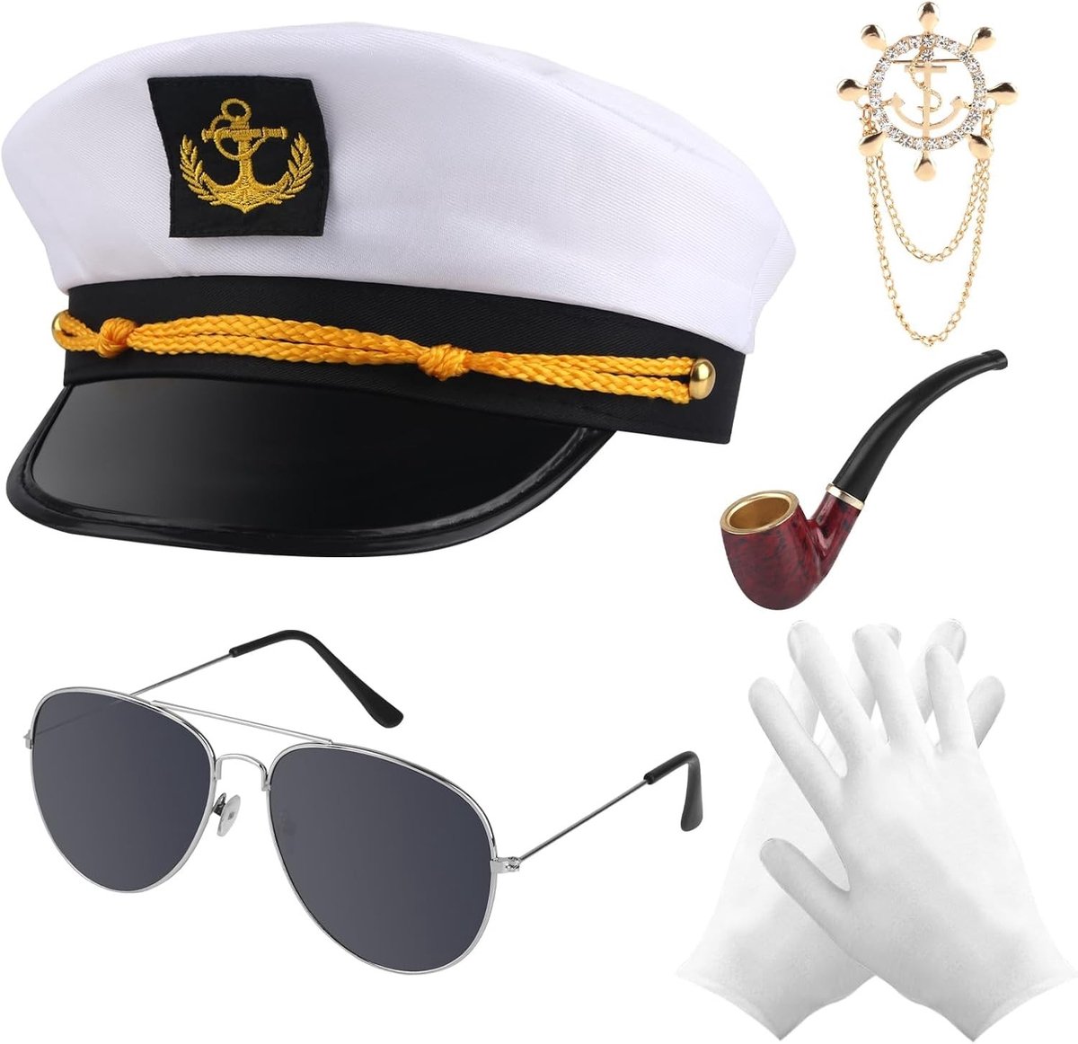 Kapitein Kostuumset - Wit - Polyester - Voor Rollenspellen en Themafeesten