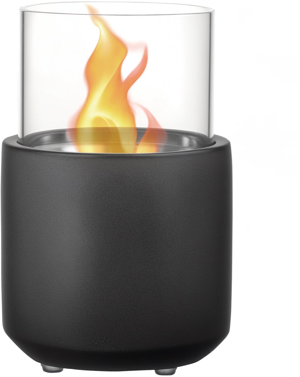 1 stuk - Desktop bioethanol haard - met 0,4 liter gastank - 12x12x19 cm - donkergrijs
