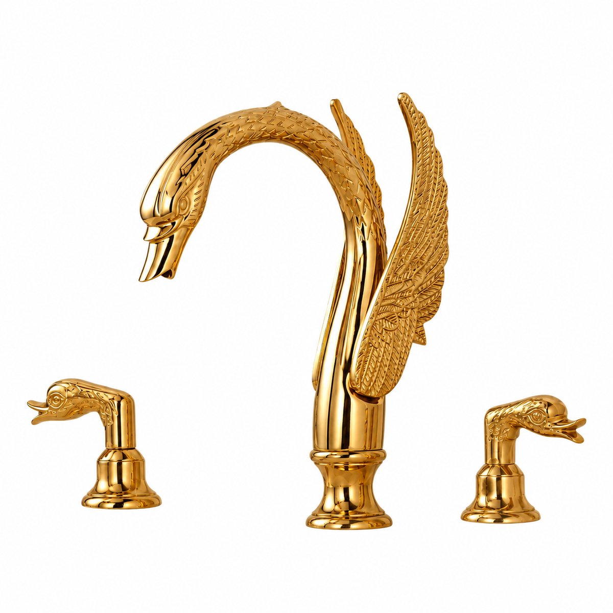 DPLUNIQ Keukenkraan - Kraan - Wastafelkraan - badkamerkraan - Messing - Luxe - 2,2kg - Koud & Warm - 25x20x30cm - Zwaan - Goud