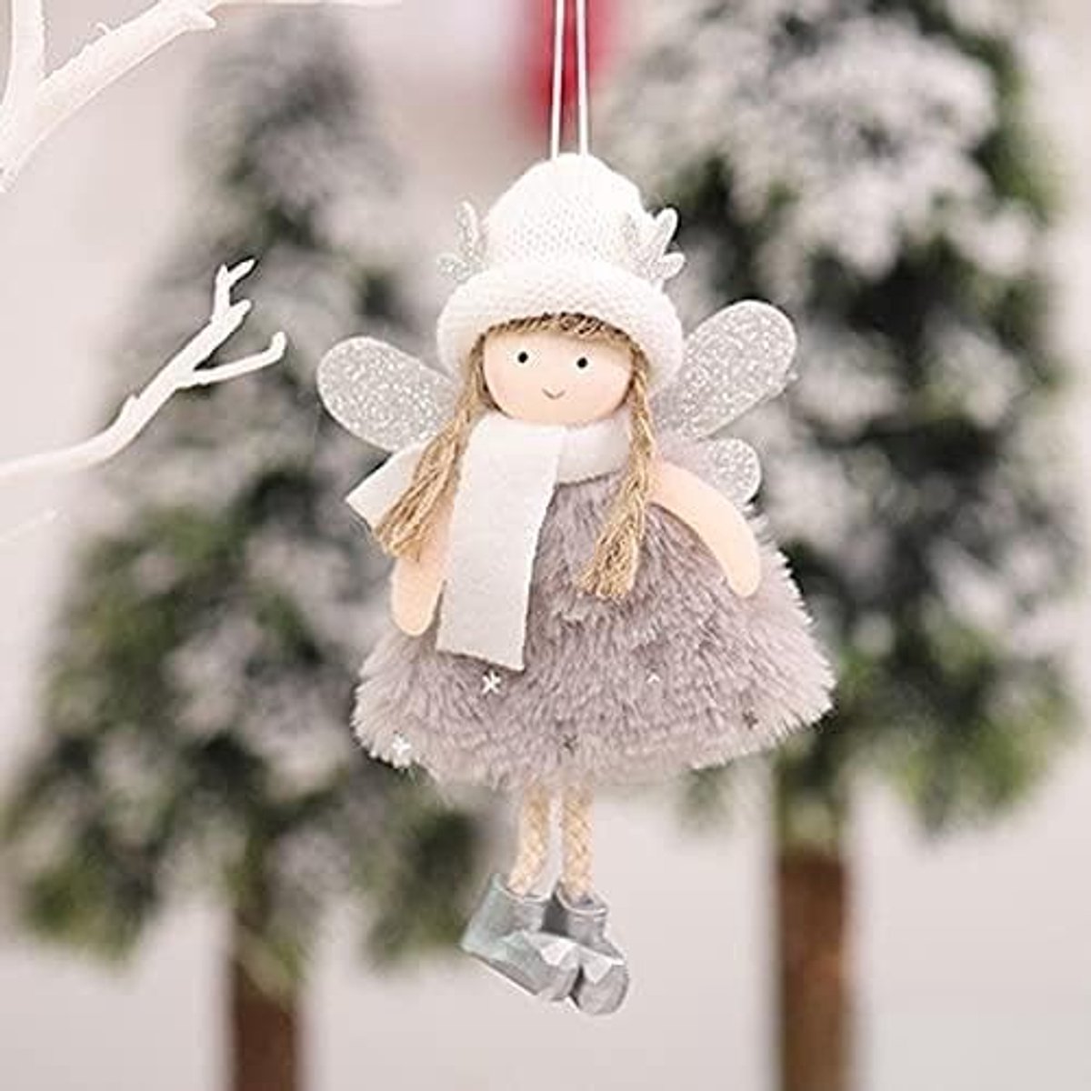 Kunstkerstboom Decoratie Kerst Angel Hangers Kerstboom Decoraties Nieuwjaar Xmas Geschenken Navidad Kerst Ornamenten (Color : B138-gray, Grootte : Fast delivery)