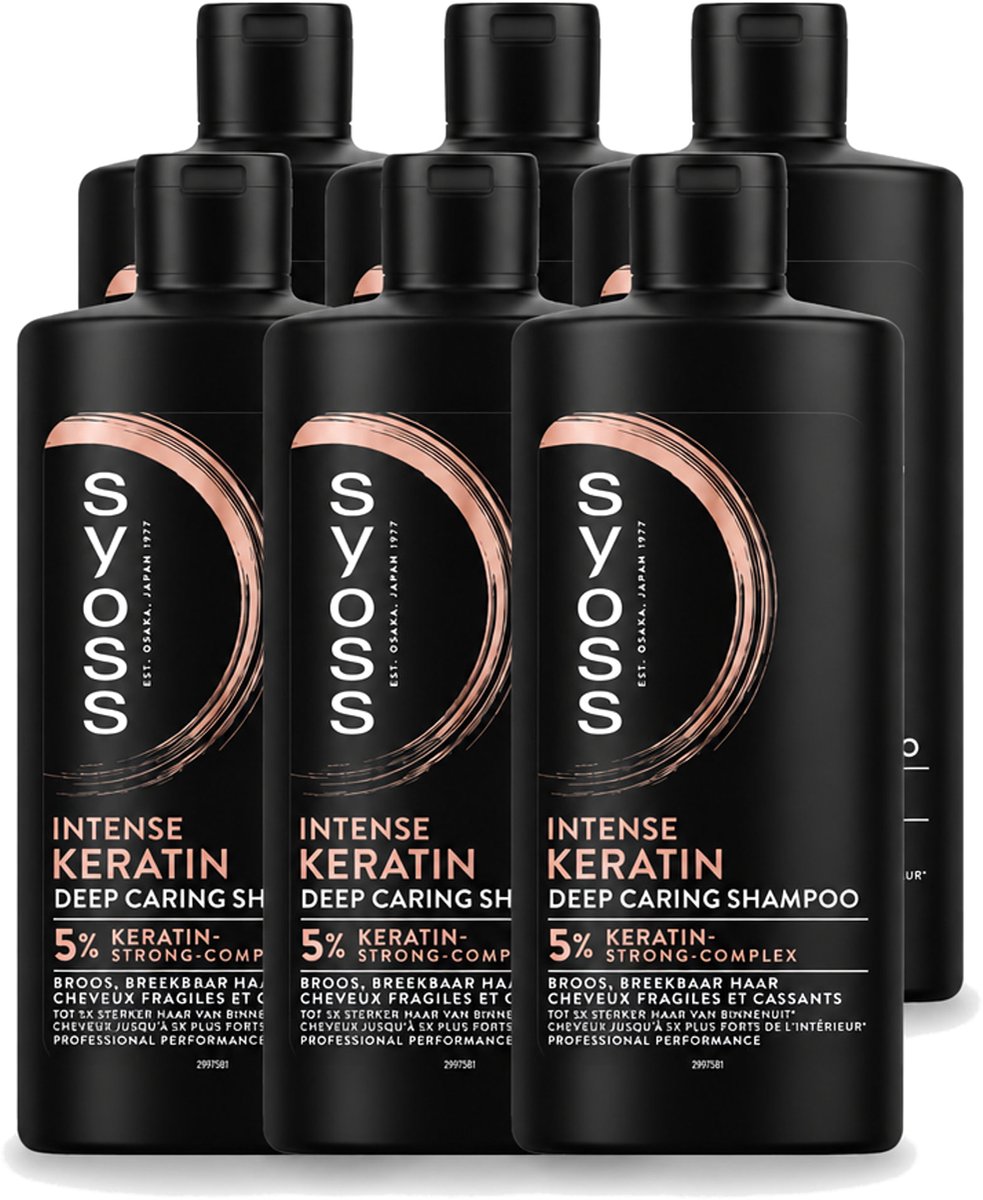 6 x Syoss – Shampoo – Keratin Deep Caring – 440 ml - Voordeelverpakking - 6 stuks