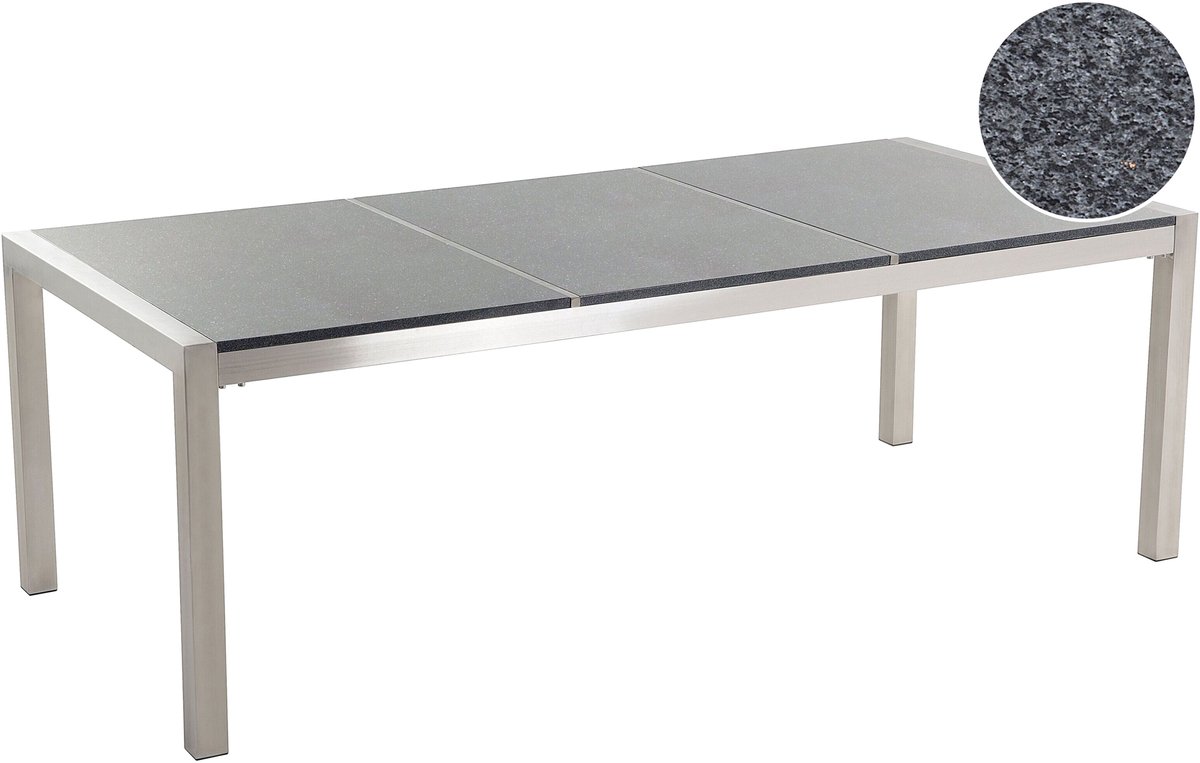 Beliani GROSSETO - Tuintafel - Donkergrijs - 220 x 100 cm - Graniet