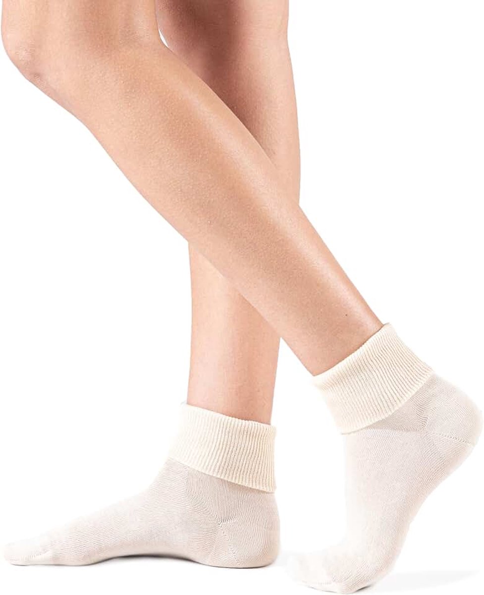 Korte sokken voor dames, gemaakt in Italië, 100% katoen, ademend, hypoallergeen, omgeslagen, comfort voor dagelijks gebruik, korte zomersokken