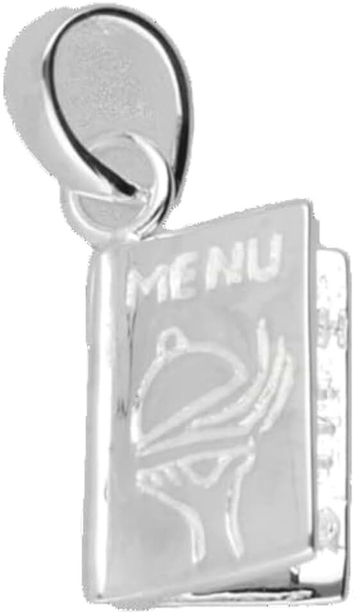 Menukaart deels opengevouwen kettinghanger