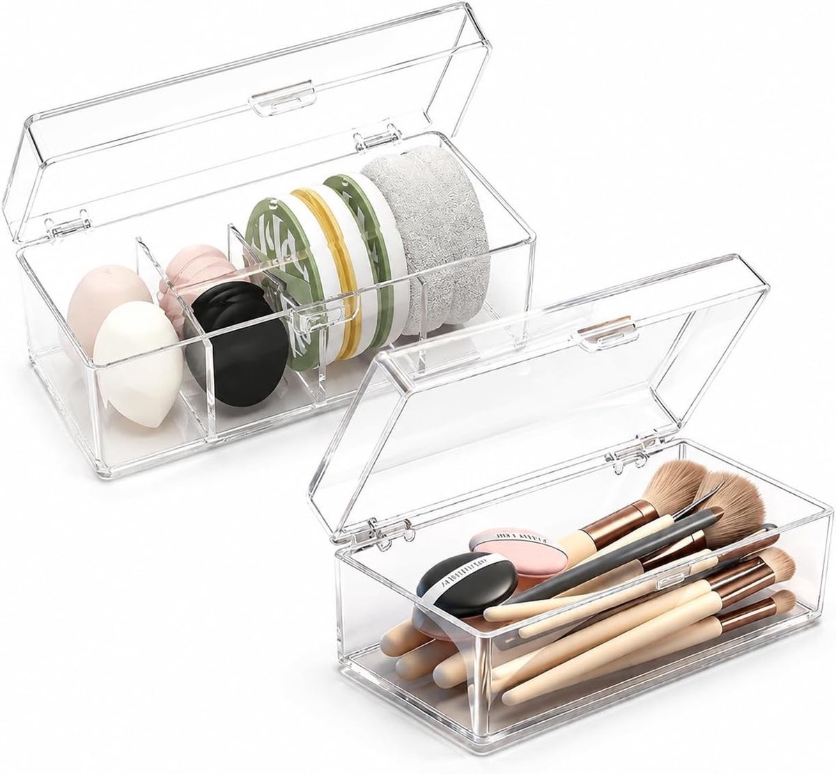 Cosmetica Organizer Set van 2, Transparante Lades voor Make-up, Opbergdozen voor Badkamer en Slaapkamer, Perfect voor Kappers en Schoonheidsspecialisten
