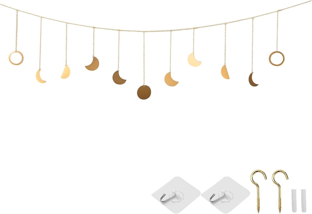 140 cm gouden maan slinger, Boheems, celstisch wandornament geschikt