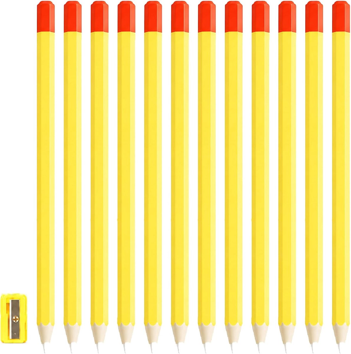 12PCS Gum Pen met Geïntegreerde Puntenslijper, Precisie Potloodgum voor Tekenen Schrijven School Kantoor, Draagbare Gum voor Schetsen Geometrie Correcties en Creatieve Activiteiten