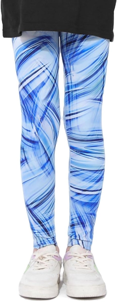 Leggings Meisjes Kleurrijke Printed Sports Pants Hoge Taille Sport Leggings Lange Elastische Gym Broek Zachte Gym Broek Yoga Broek Tiener Activewear voor Fitness Sport 6-13 jaar, Maten 116-164