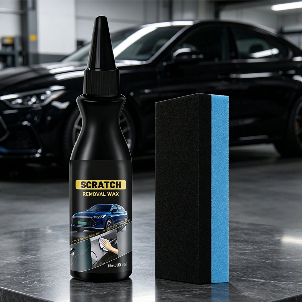 Reparatieset voor autokrassen - Krassenverwijderaar voor auto's - Krassencrème voor auto's - Autoreparatie & -onderhoud - Onderhoud & opknappen van autolak - 100 ml - Met spons – foto 3