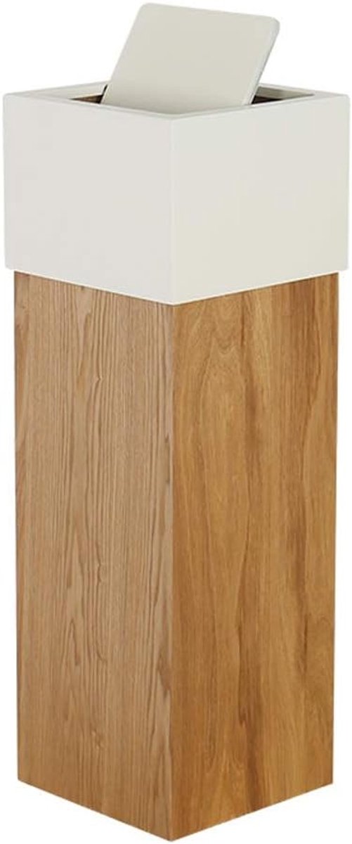 Prullenbak Nordic Houten Plein prullenbak Slaapkamer Kantoor Woonkamer Recycling van het huis Bin Afval Waste Can papierbakken Flip prullenbak Vuilnisbak (Color : B, Grootte : Large)