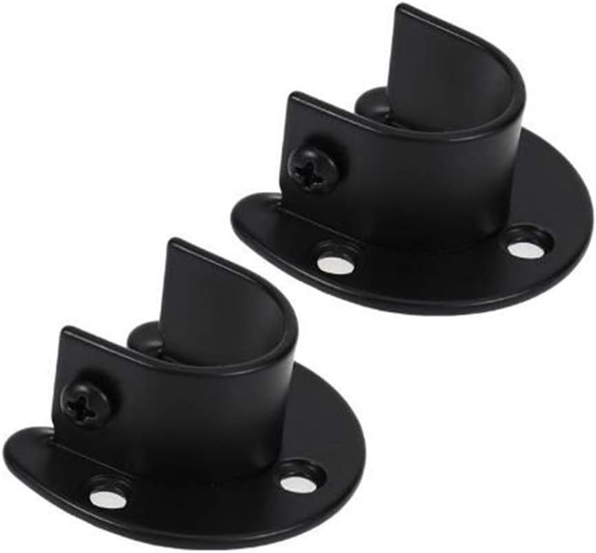 2 stuks van roestvrij staal mat zwart douchecabine staaf gordijn flens zetel set houder flens socket kleding staaf beugel met schroeven
