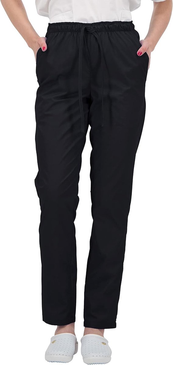 ALESSI Medische slipbroek, werkbroek, meerdere zakken, uniseks, met elastische tailleband en achterzakken, ziekenhuis, uniformbroek met gemiddelde taille en elastische tailleband