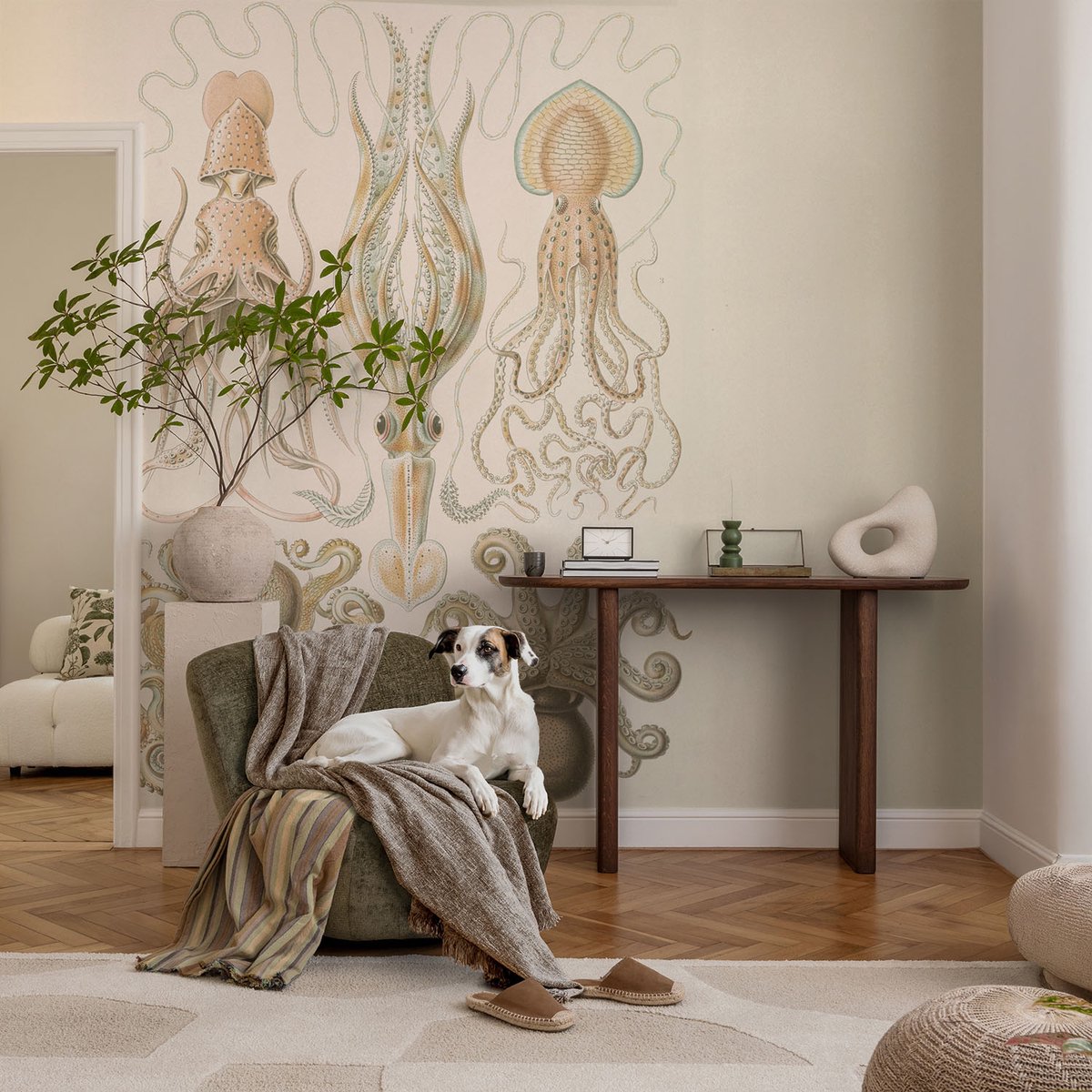 Coloray Vliesbehang - Beige Snellijm Behang - 104x70 cm - Zeeleven Fotobehang Vlies - Woonkamer behang Dieren - Muurschildering - Hal behang