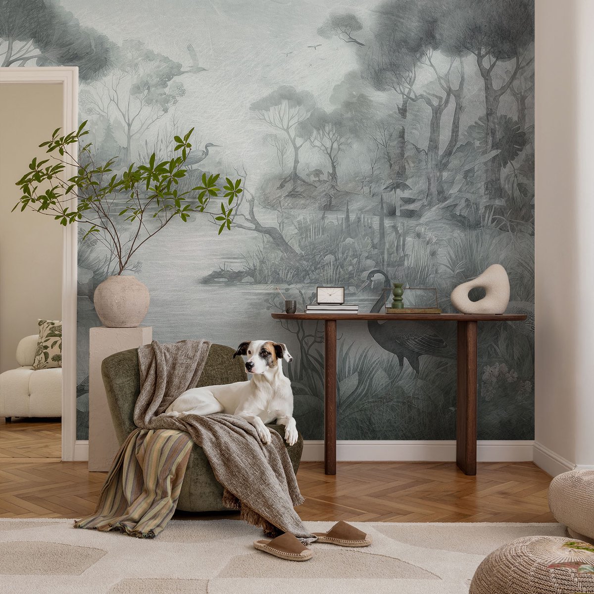 Coloray Vliesbehang - Grijs Snellijm Behang - 104x70 cm - Natuurlandschap Muurschildering - Slaapkamer behang Landschappen - Fotobehang Vlies - Slaapkamer behang
