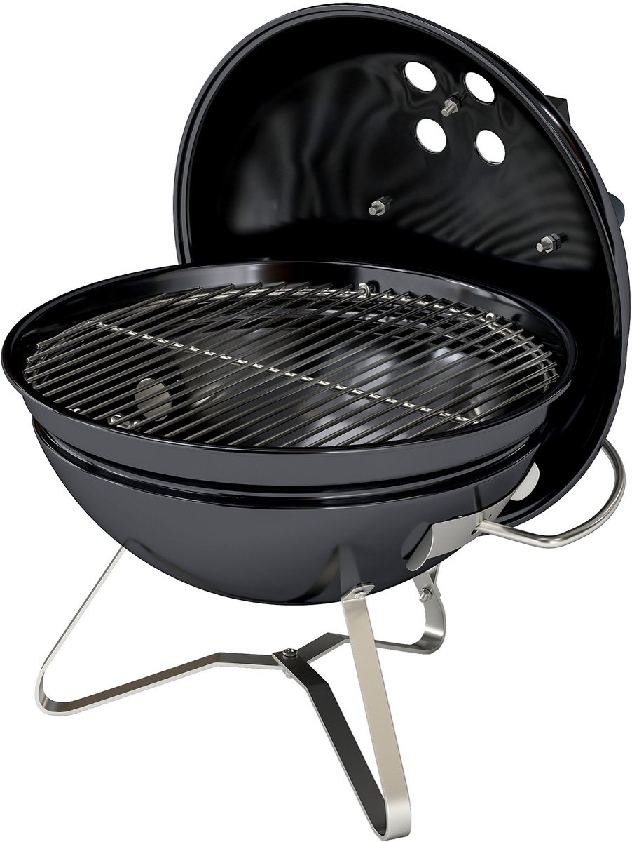 Draagbare houtskoolgrill met deksel-handvat en verstelbare ventilatiesleuven voor barbecues-41x41x44 cm-zwart