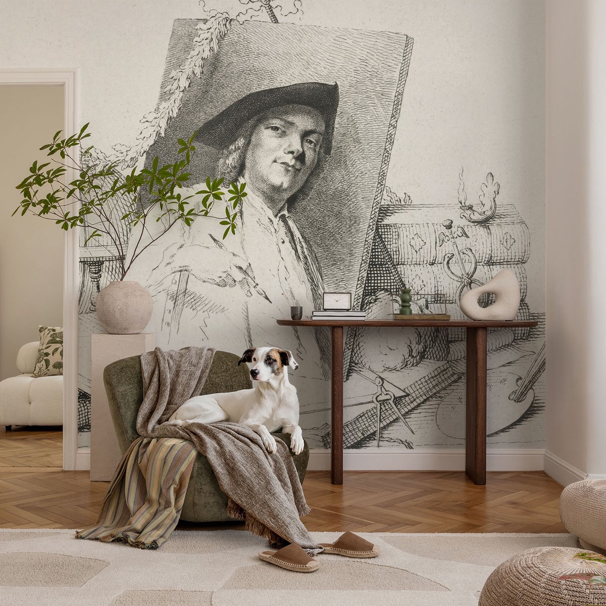 Coloray Vliesbehang - Wit Snellijm Behang - 104x70 cm - Artistiek Portret Muurschildering - Gang behang Deel - Fotobehang Vlies - Slaapkamer behang