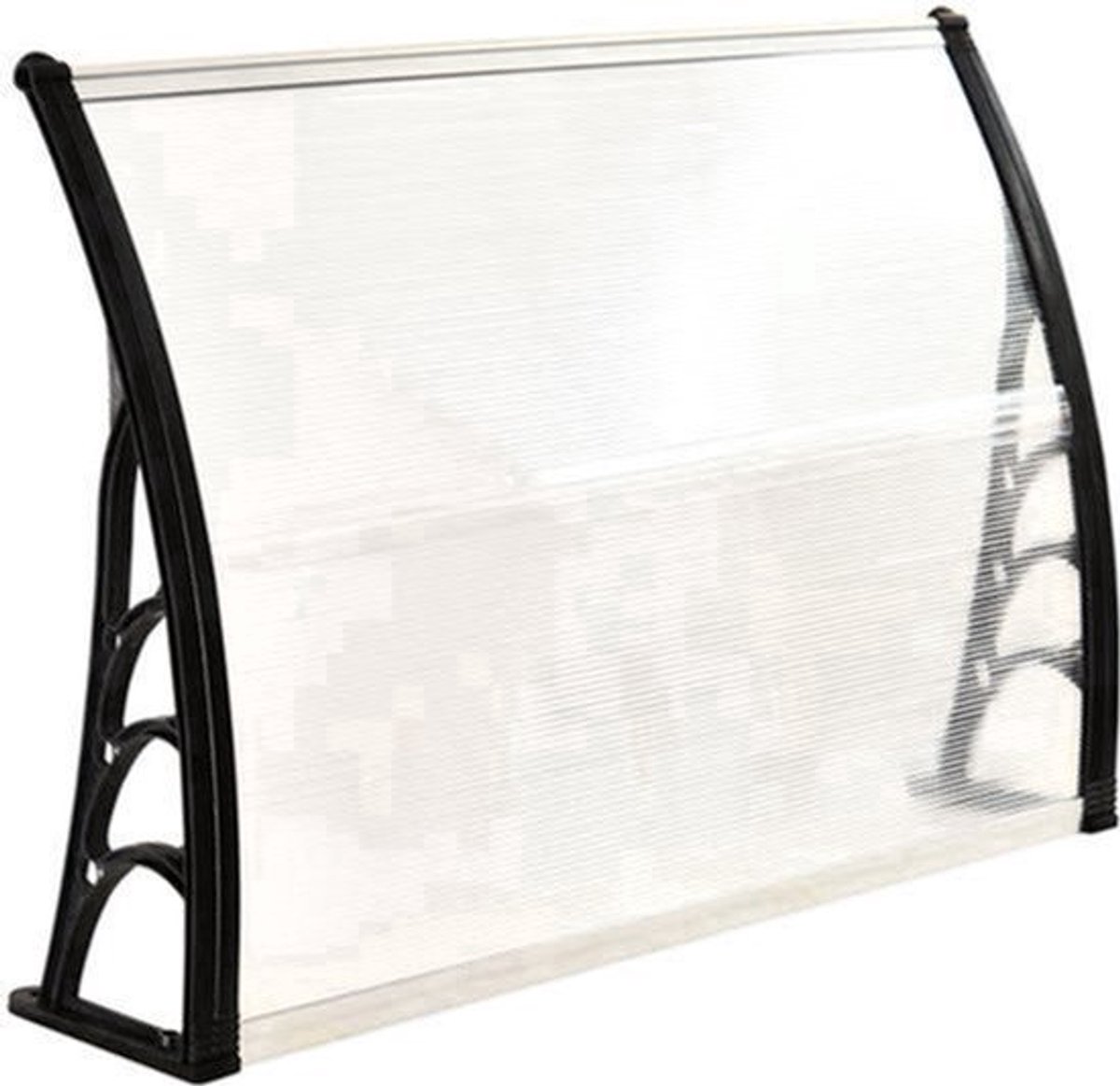 Voordeuroverkapping – Dakoverkapping – Deurkap – Overstek – Entreebescherming – Wit Frame – Polycarbonaat Dak – 75 x 100 cm – Schuin Ontwerp