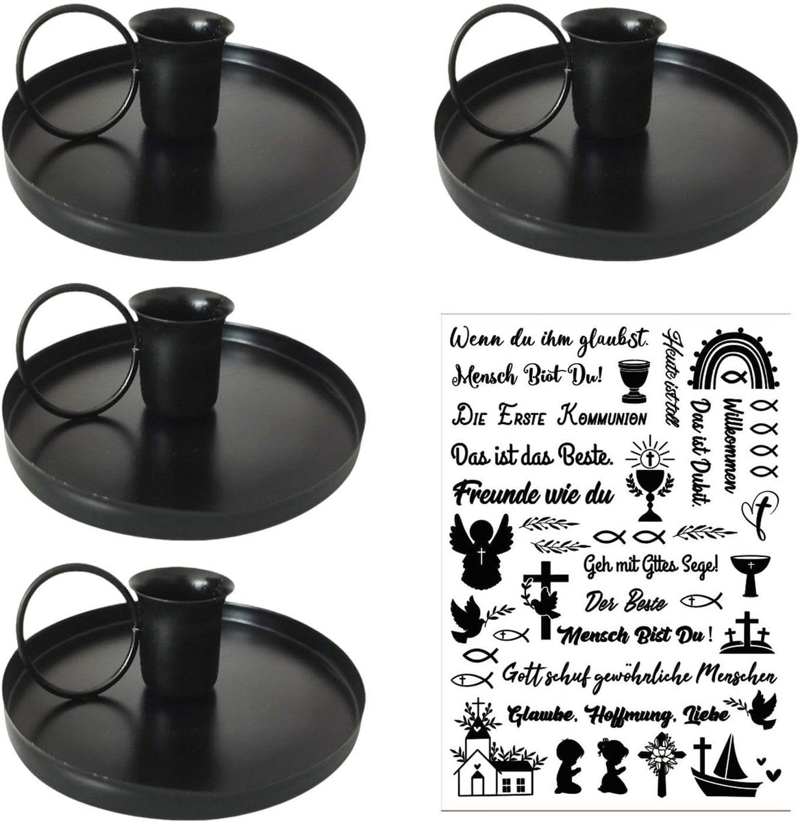 4 Stukken Ijzeren Kandelaars, 1 Kaars Sticker, Retro Romantische Kandelaar, Vakantie Decoraties, Partij Sfeer Accessoires, Waterdichte Stickers, Kaars Decoraties.