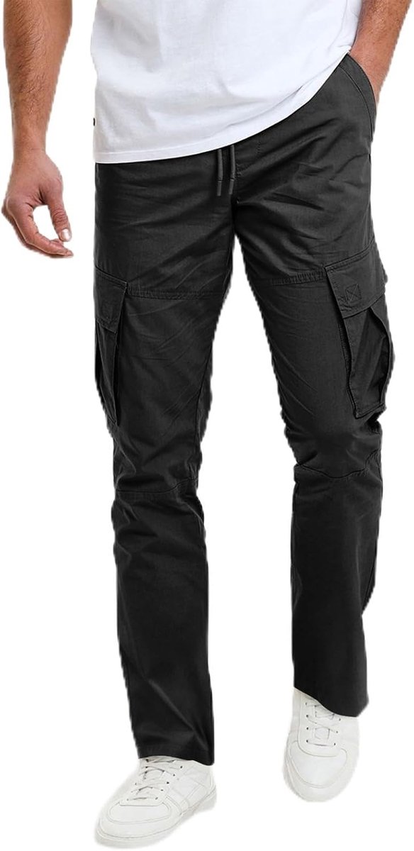 Cargobroek voor heren, chino elastische taille met trekkoord, joggingbroek voor heren, outdoor, vrijetijdsbroek met zakken, M-3XL
