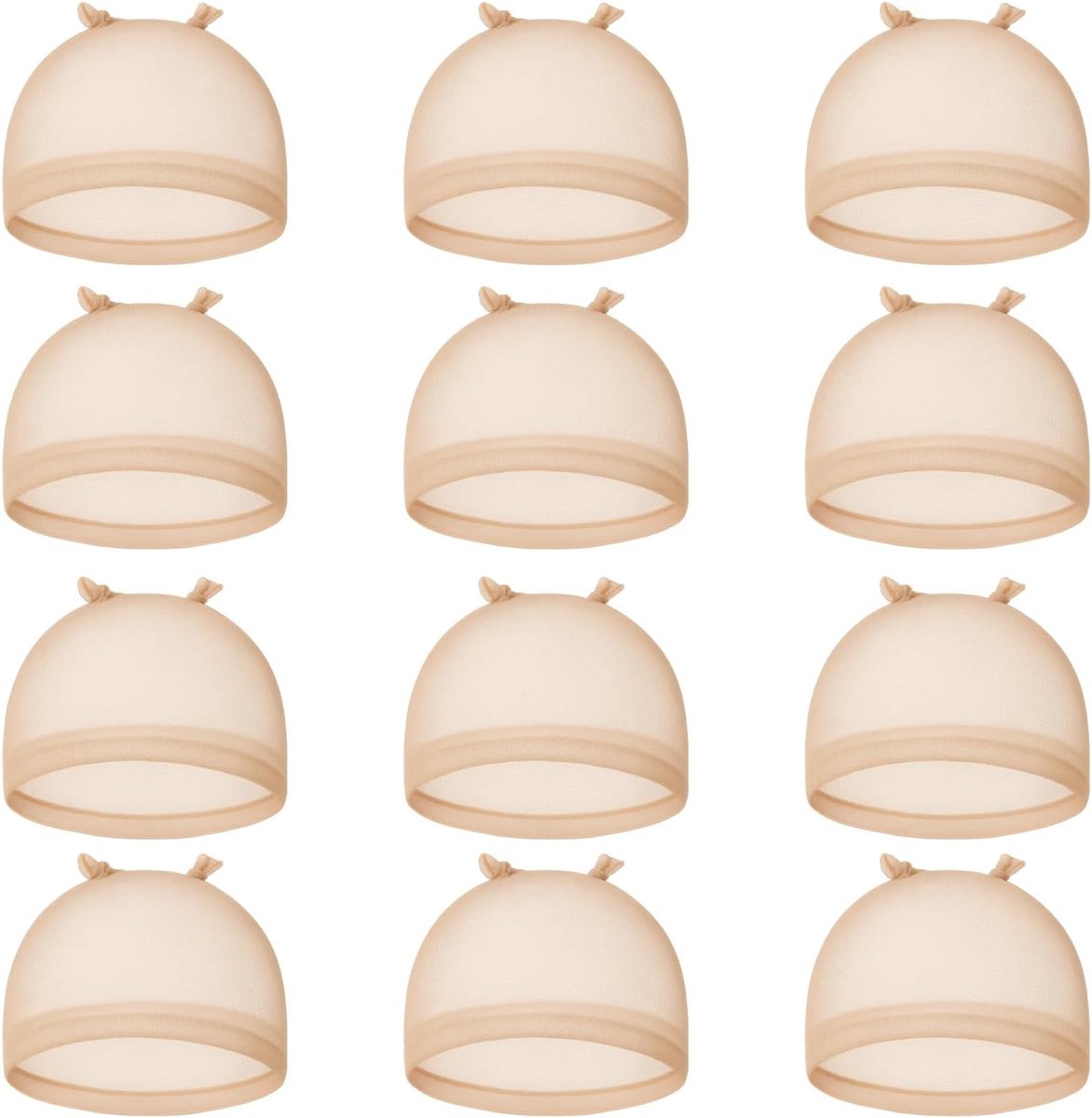 12 stuks nylon pruikkapjes, ultradun haarnet, elastisch, uniseks, nude, beige, comfortabel en ademend, ideaal voor pruiken, haarbescherming