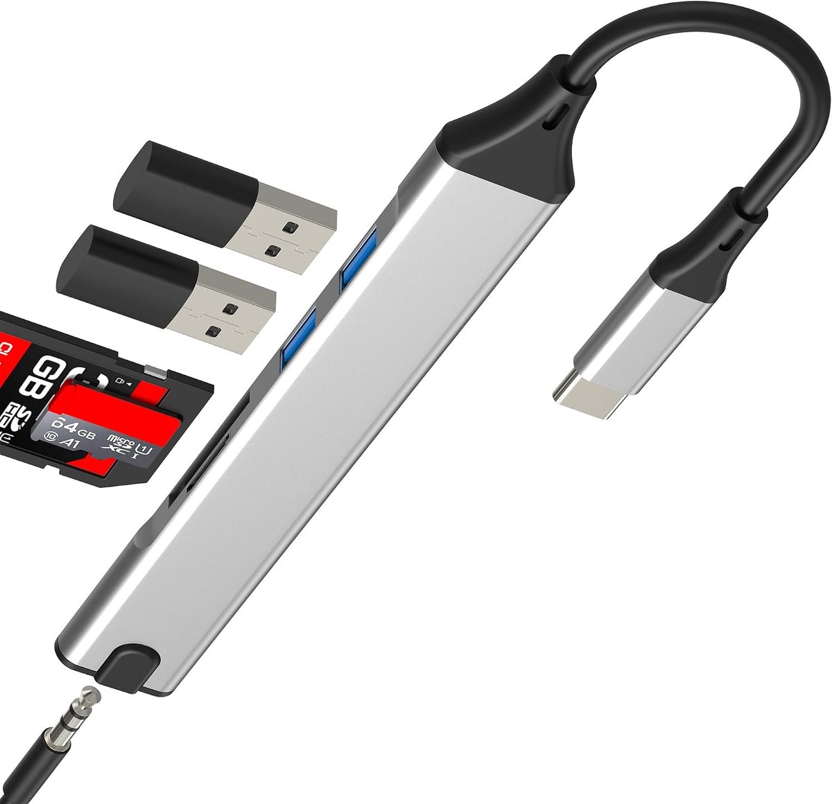 USB C mannelijk jack adapter naar micro SD-kabel voor iPhone 17 16 15 Pro Max aansluiting voor Apple hoofdtelefoon 3,5 mm hub audio bedraad compatibel met Samsung Galaxy S26 S25 Ultra