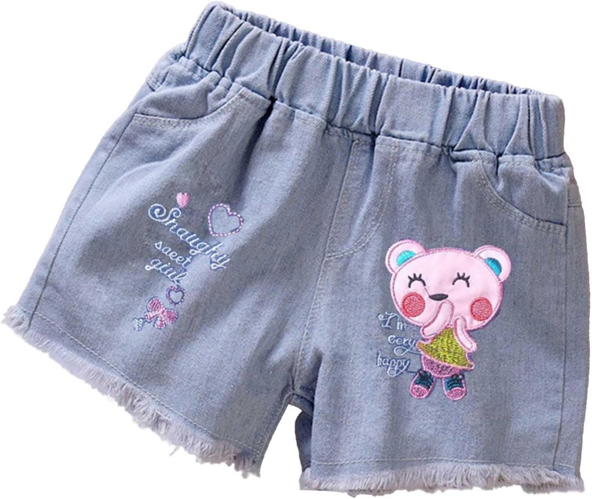 Jeans shorts met bloemenprint, elastische taille, baggy model, met zakken.