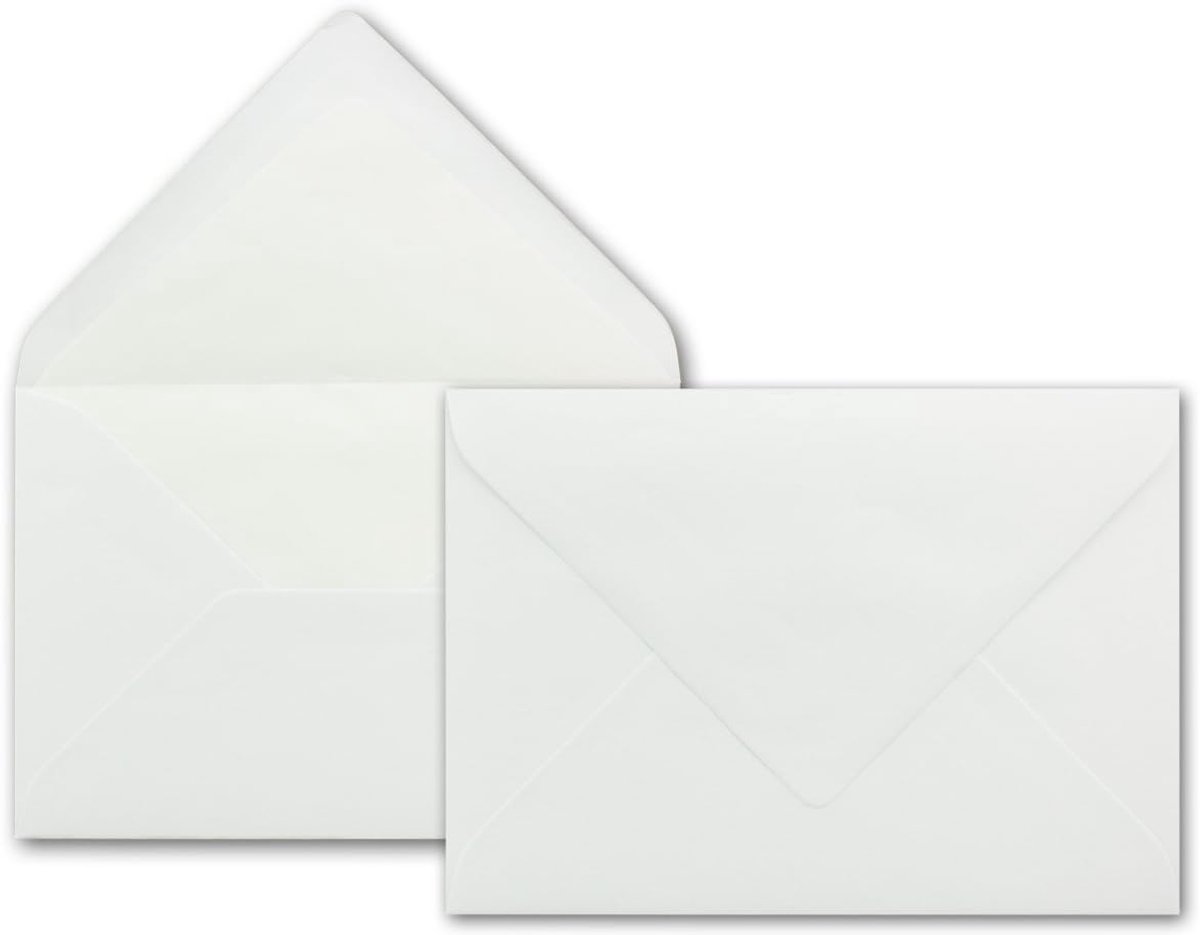 75 x enveloppen in wit met witte zijden voering, DIN B6 12,5 x 17,6 cm, nat lijmen zonder venster - ideaal voor huwelijksuitnodigingen wenskaarten kerstkaarten