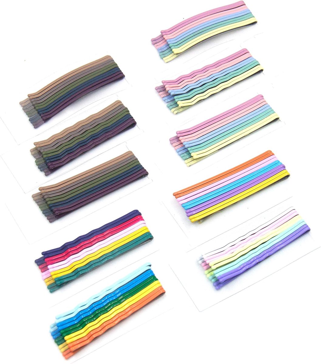 Haarspelden, 100 stuks, bobby-spelden, kleurrijk, regenboog, gekleurde haarspelden, weven, glijbaan, rechte glijbaan, haarspelden, metaal, gelakt, duurzame haarspeld
